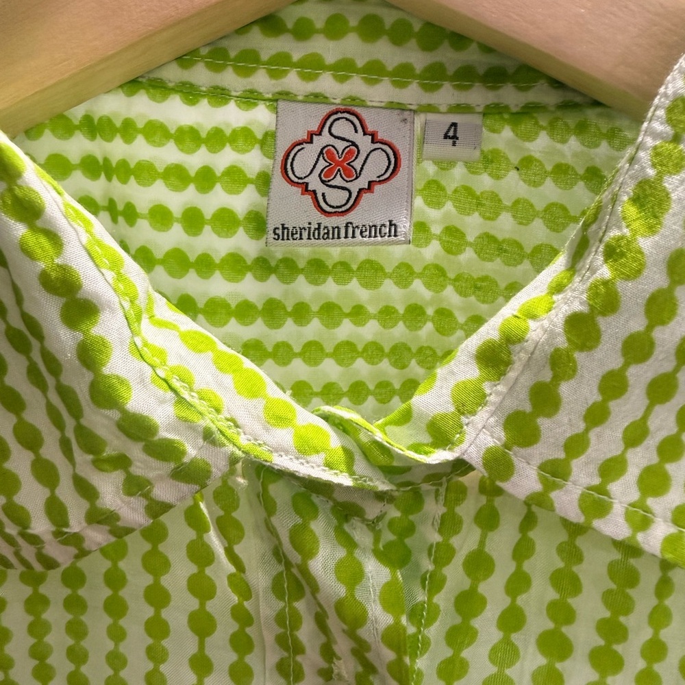Sheridan French Green and White Patterned Blouse